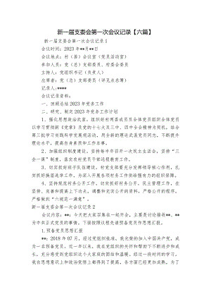 新一届支委会第一次会议记录【六篇】.docx