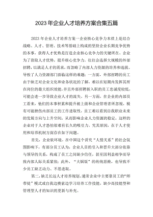 2023年企业人才培养方案合集五篇.docx