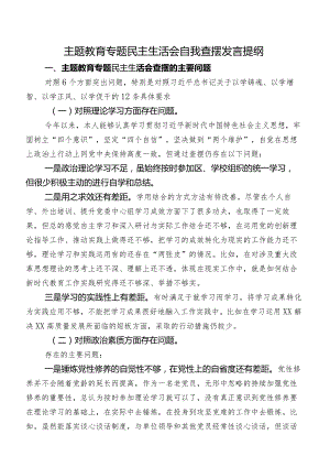 专题教育专题民主生活会自我查摆发言提纲.docx