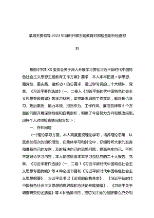 某局主要领导2023年组织开展主题教育对照检查剖析检查材料.docx