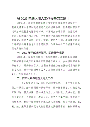 局2023年选人用人工作报告范文2篇.docx