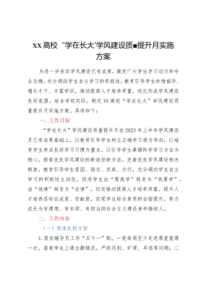 XX高校“学在长大”学风建设质量提升月实施方案.docx