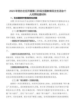 2023年党办主任开展第二阶段集中教育民主生活会个人对照检查材料.docx