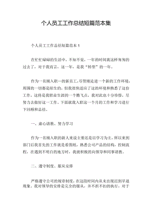 个人员工工作总结短篇范本集.docx