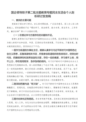 国企领导班子第二批学习教育专题民主生活会个人剖析研讨发言稿.docx