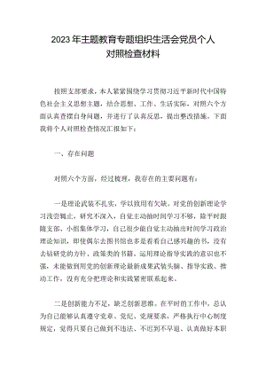 2023年主题教育专题组织生活会党员个人对照检查材料.docx