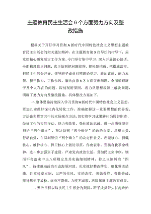 主题教育民主生活会6个方面努力方向及整改措施.docx