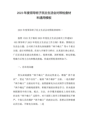 2023年度领导班子民主生活会对照检查材料通用模板.docx