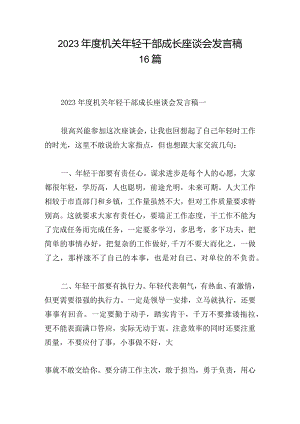 2023年度机关年轻干部成长座谈会发言稿16篇.docx