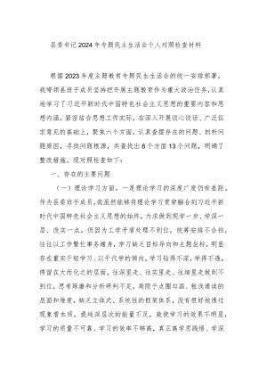 县委书记2024年专题民主生活会个人对照检查材料.docx