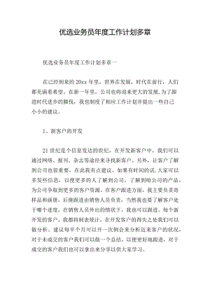 优选业务员年度工作计划多章.docx