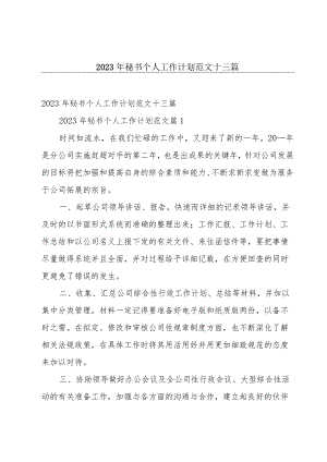 2023年秘书个人工作计划范文十三篇.docx