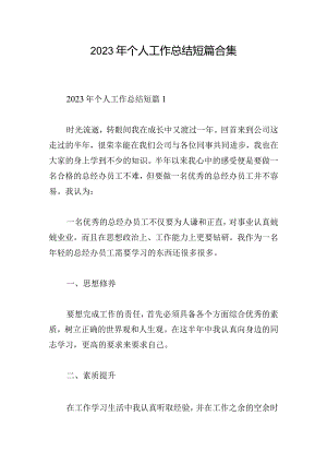 2023年个人工作总结短篇合集.docx