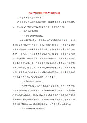 公司存在问题及整改措施9篇.docx