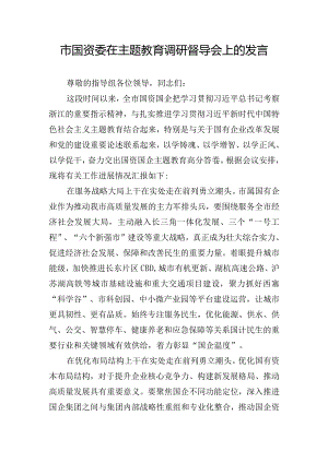 市国资委在主题教育调研督导会上的发言.docx