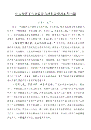 中央经济工作会议发言材料及学习心得七篇.docx