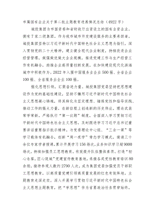 国企第二批主题教育进展情况总结.docx