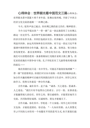 心得体会：世界眼光看中国范文三篇.docx