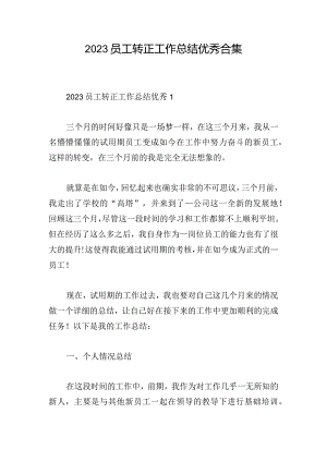 2023员工转正工作总结优秀合集.docx
