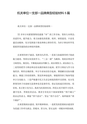 机关单位一支部一品牌典型经验材料5篇.docx