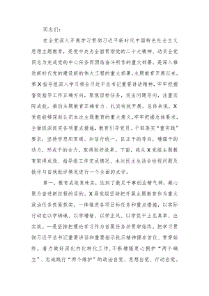 指导组在2023年教育专题民主生活上的点评讲话提纲范文.docx