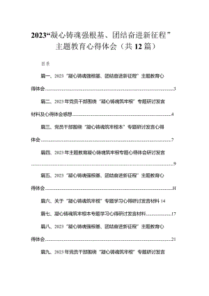 2023“凝心铸魂强根基、团结奋进新征程”专题教育心得体会最新版12篇合辑.docx