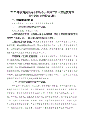 2023年度党员领导干部组织开展第二阶段集中教育专题生活会对照检查材料.docx