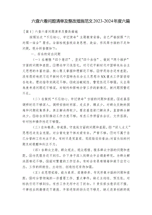 六查六看问题清单及整改措施范文2023-2024年度六篇.docx