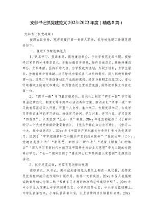 支部书记抓党建范文2023-2023年度(精选8篇).docx