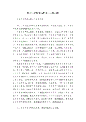村主任述职报告村主任工作总结.docx