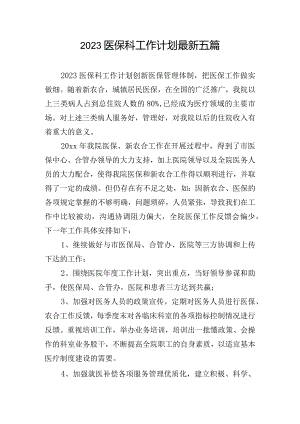 2023医保科工作计划最新五篇.docx