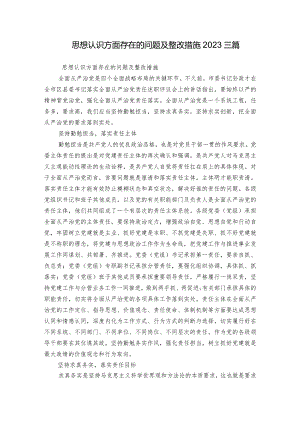 思想认识方面存在的问题及整改措施2023三篇.docx