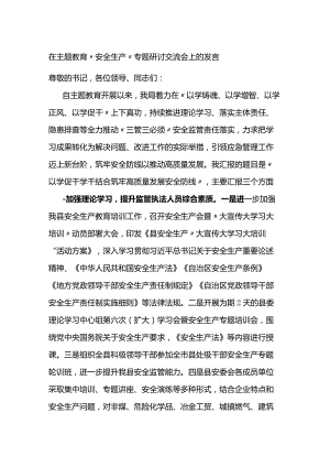 在主题教育“安全生产”专题研讨交流会上的发言.docx
