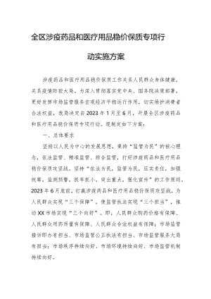 全区涉疫药品和医疗用品稳价保质专项行动实施方案.docx