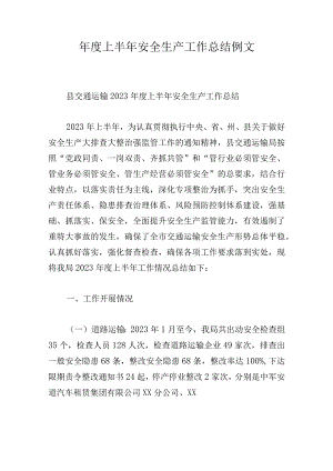 年度上半年安全生产工作总结例文.docx