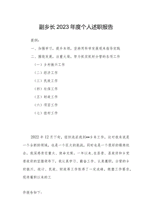 副乡长2023年度个人述职报告.docx