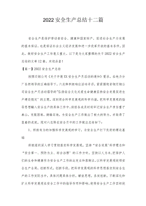2022安全生产总结十二篇.docx