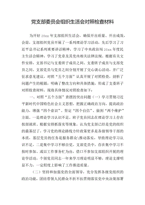 党支部委员会组织生活会对照检查材料.docx