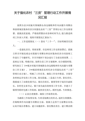 关于强化农村“三资”管理行动工作开展情况汇报.docx