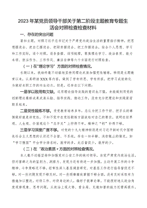 2023年某党员领导干部关于第二阶段专题教育专题生活会对照检查检查材料.docx