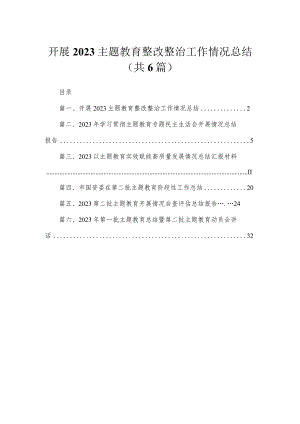 开展专题整改整治工作情况总结6篇供参考.docx