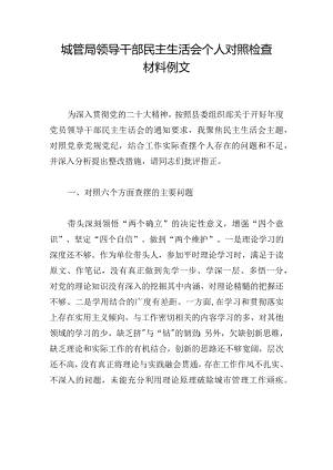 城管局领导干部民主生活会个人对照检查材料例文.docx