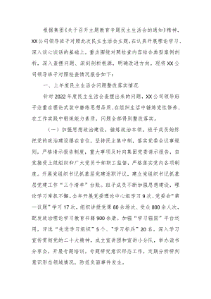 国有企业领导班子2023年教育民主生活六个方面检查材料范文暨情况报告.docx