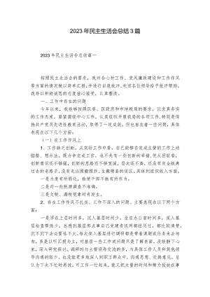 2023年民主生活会总结3篇.docx