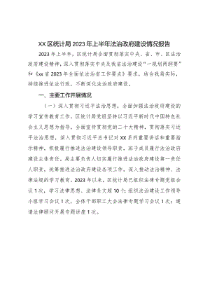 XX区统计局2023年上半年法治政府建设情况报告.docx
