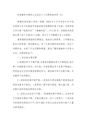 巡察整改专题民主生活会个人对照检查材料.docx