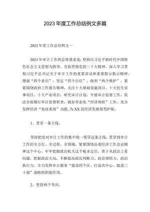 2023年度工作总结例文多篇.docx