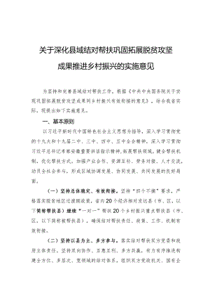 关于深化县域结对帮扶巩固拓展脱贫攻坚成果推进乡村振兴的实施意见.docx