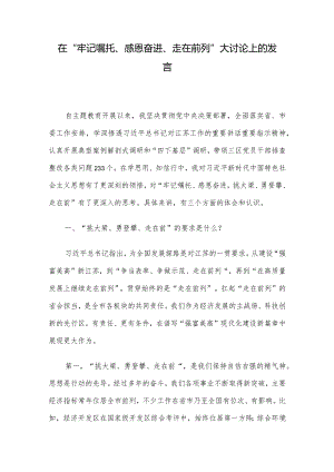 在“牢记嘱托、感恩奋进、走在前列”大讨论上的发言.docx