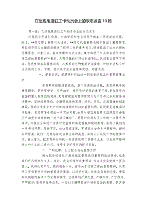 在巡视组进驻工作动员会上的表态发言10篇.docx